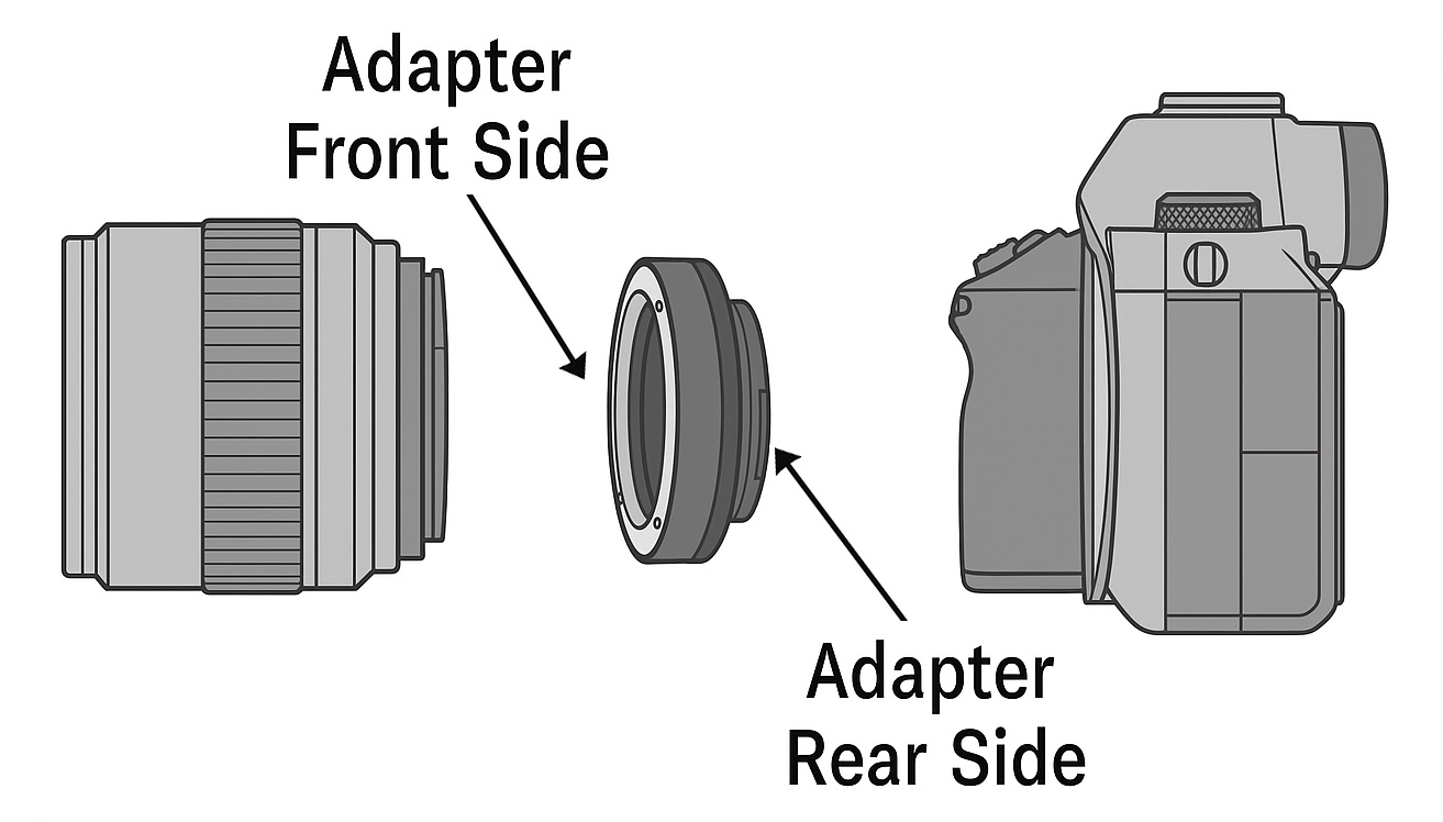 Adapter front and rear sides
