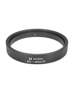 70mm clamp to M72x0.75 female thread adapter for Kowa Anamorphic 16-H