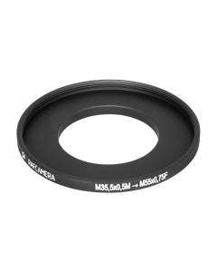 M35.5x0.5 male to M55x0.75 female thread adapter (35.5mm to 55mm step-up ring)