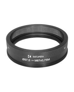 57.5mm clamp to M67x0.75 male thread adapter for Kowa 2x Anamorphic