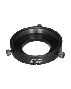 65mm clamp to Nikon F camera mount adapter