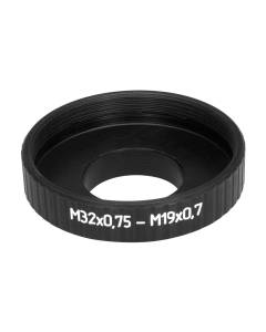 M19x0.75 male to M32x0.7 female thread adapter, black