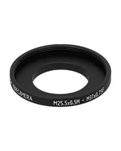 M25.5x0.5 male to M37x0.75 female thread adapter (25.5mm to 37mm step-up ring)