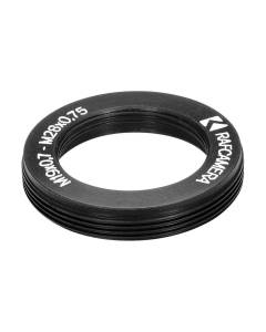 M28x0.75 male to M19x0.75 female thread adapter, flangeless, black, rear view