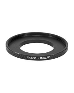 M34x0.5 male to M52x0.75 female thread adapter (34mm to 52mm step-up ring)