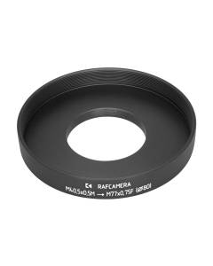 M40.5x0.5 male to M77x0.75 female thread adapter with 80mm outer diameter