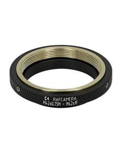 M42x1 female to T2 (M42x0.75) male thread adapter for telescopes, bronze insert