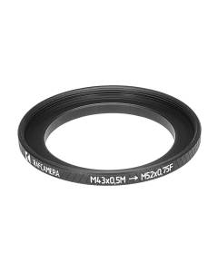 M43x0.5 male to M52x0.75 female thread adapter (43mm to 52mm step-up ring)