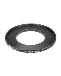 M47x0.5 male to M72x0.75 female thread adapter (47mm to 72mm step-up ring)
