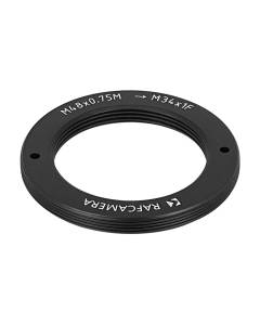 M48x0.75 male to M34x1 female thread adapter, flangeless