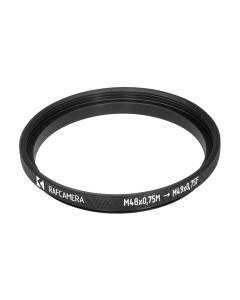 M48x0.75 male to M49x0.75 female thread adapter (48mm to 49mm step-up ring)