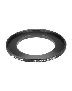 M49x0.5 male to M67x0.75 female thread adapter (49mm to 67mm step-up ring)
