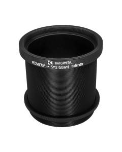 50mm M52x0.75 female - SM2 male thread extender (variable tube) with stop ring