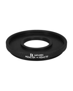 M52x0.75 male to M25x0.75 female thread adapter (52mm to 25mm step-down ring)