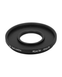 M52x0.75 male to M25x0.75 female thread adapter (52mm to 25mm step-down ring)