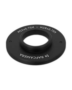 M52x0.75 male to M28x0.75 male thread adapter
