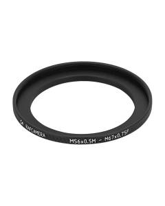 M56x0.5 male to M67x0.75 female thread adapter
