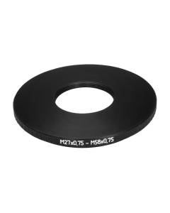 M58x0.75 male to M27x0.75 female thread adapter (58mm to 27mm step-down ring)