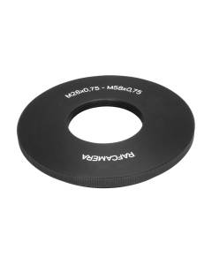 M58x0.75 male to M28x0.75 female thread adapter (58mm to 28mm step-down ring)