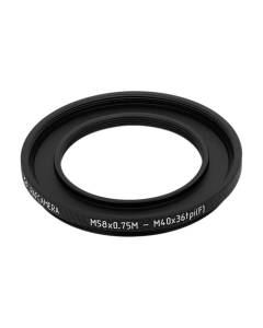 M58x0.75 male to M40x36tpi female thread adapter (58mm to 40mm step-down ring)