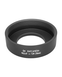 M62x1 female to M42x0.75 (T2) male thread adapter, 18mm long