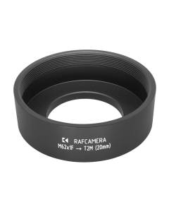 M62x1 female to M42x0.75 (T2) male thread adapter, 20mm long