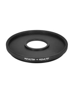 M67x0.75 male to M25x0.75 female thread adapter (67mm to 25mm step-down ring)