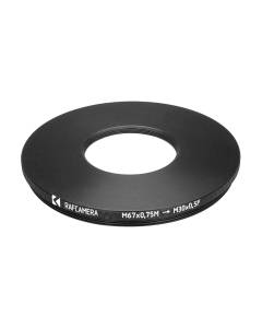 M67x0.75 male to M30x0.5 female thread adapter (67mm to 30mm step-down ring)