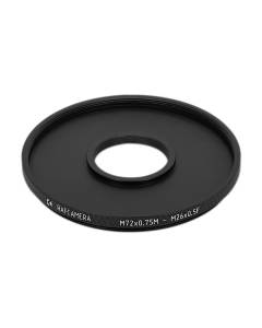M72x0.75 male to M26x0.5 female thread adapter (72mm to 26mm step-down ring)