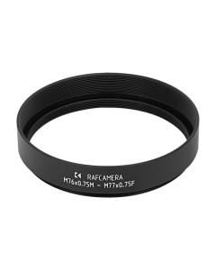 M76x0.75 male to M77x0.75 female thread adapter with 80mm outer diameter