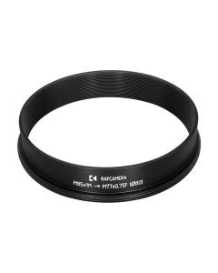 M85x1 male to M77x0.75 female thread adapter with 80mm outer diameter