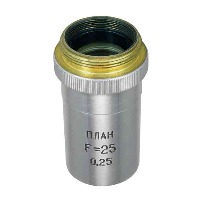 LOMO Microscope Objective - Planachromat F=25mm, n.a.0.25