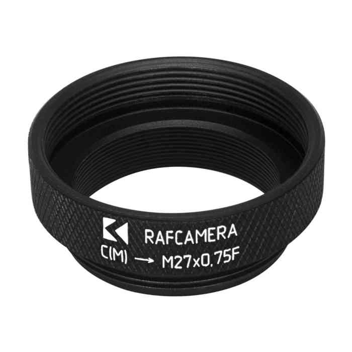 M27x0.75 female thread to C-mount camera adapter, black