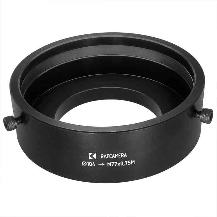 Adapter to mount LOMO Anamorphic Attachment 35-NAP on M77x0.75 filter thread