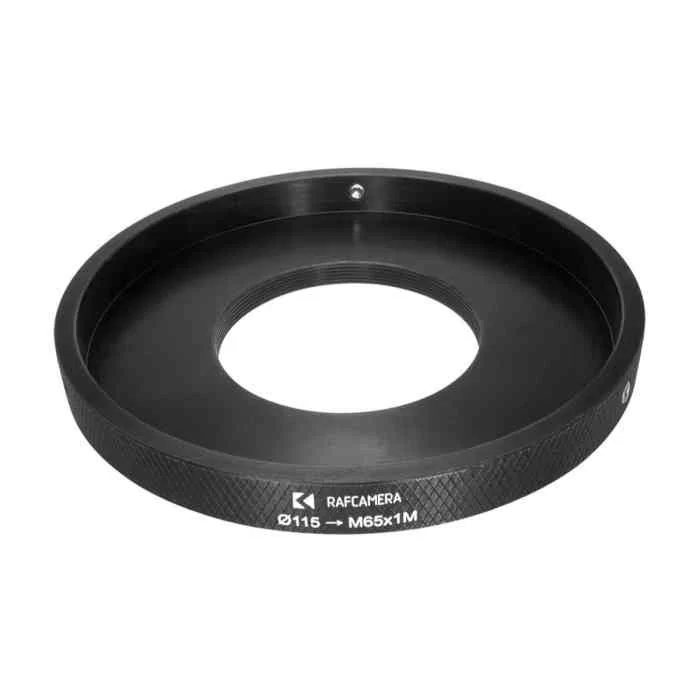115mm clamp to M65x1 male thread adapter (for Fujinon 0.65/120mm lens)