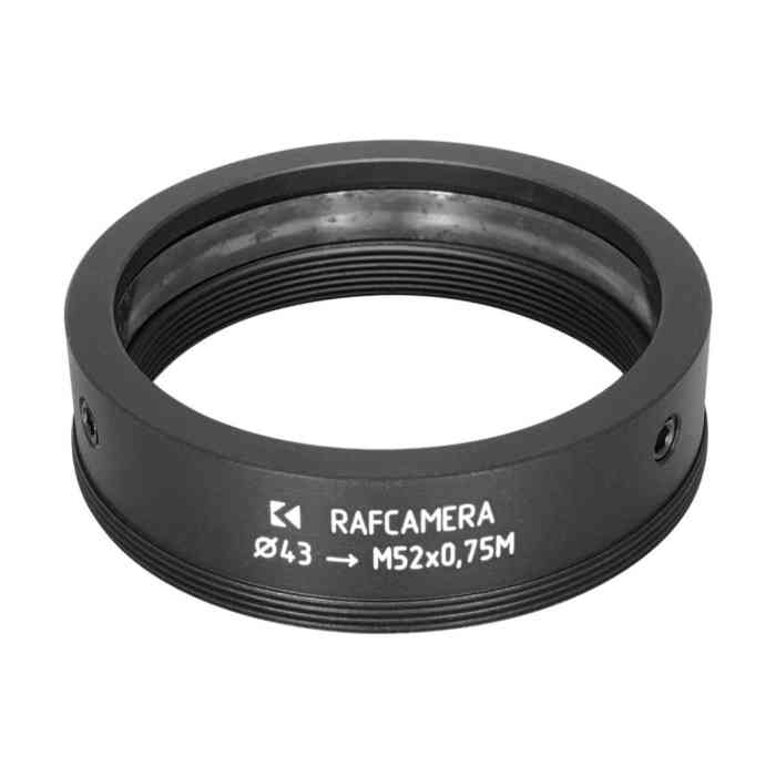 43mm clamp to M52x0.75 male thread adapter (for Kowa 16-D lenses)