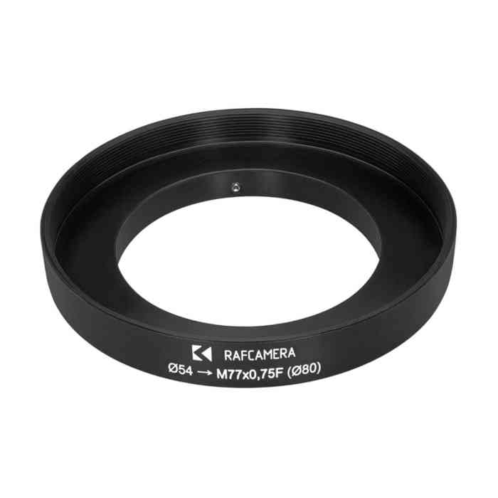 54mm clamp to M77x0.75 female thread adapter with 80mm OD for Kowa 6mm lens