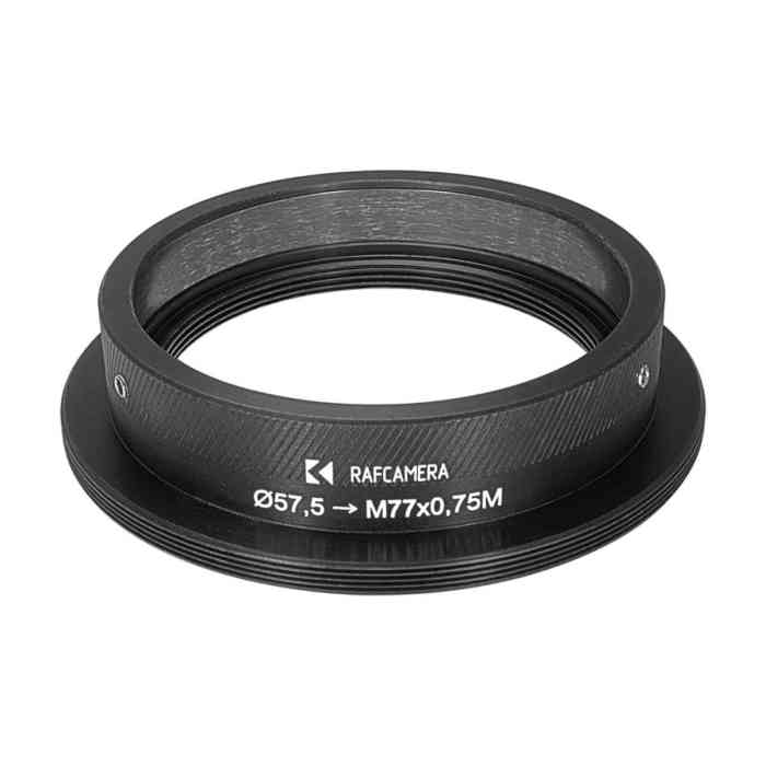57.5mm clamp to M77x0.75 male thread adapter for Kowa 2x Anamorphic