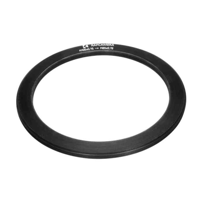 M105x0.75 male to M85x0.75 female adapter (105mm to 85mm step-down filter ring)