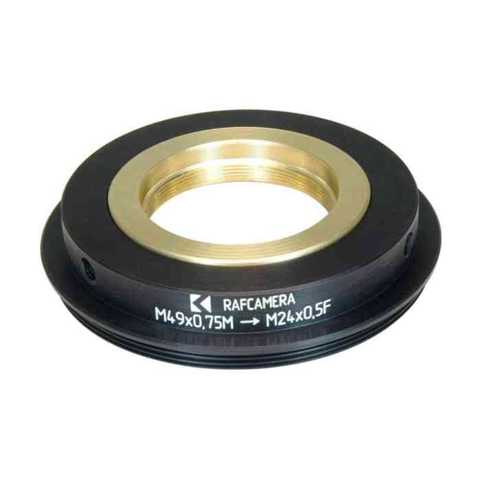 M49x0.75 male to M24x0.5 female step-down ring (adapter for Bolex 8/19/1.5x)