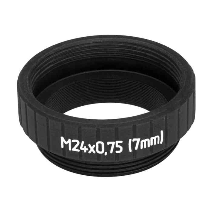 7mm extender for M24x0.75 microscope objectives, black