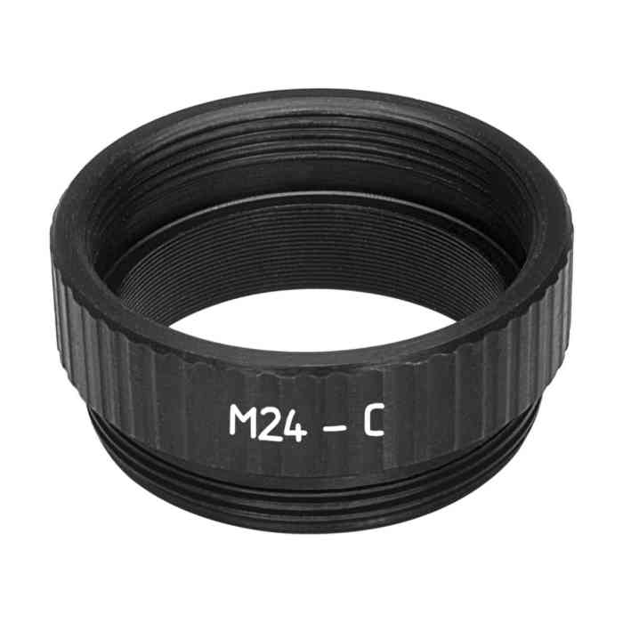 M24x0.75 female to C-mount male thread adapter, black