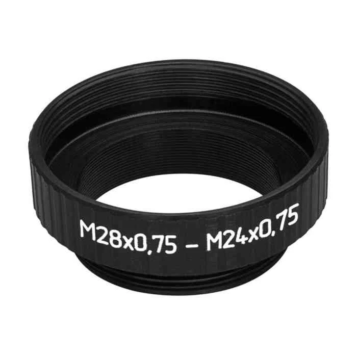 M24x0.75 male to M28x0.75 female thread adapter, black