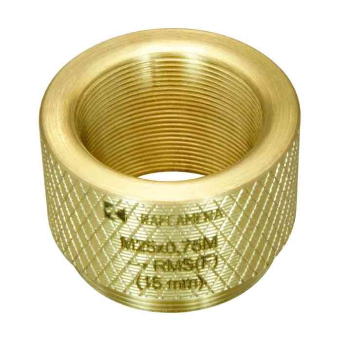M25x0.75 male to RMS female thread adapter, 15mm, bronze