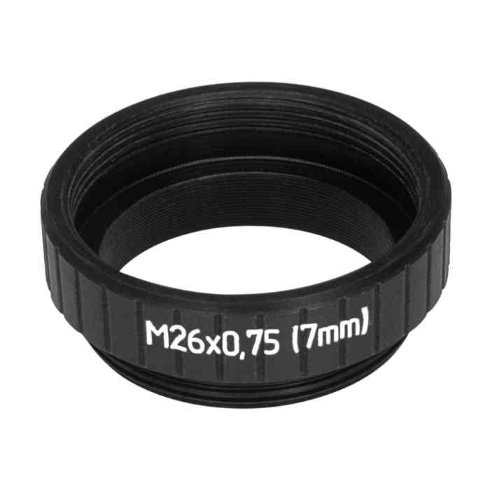 7mm extender for M26x0.75 microscope objectives, black