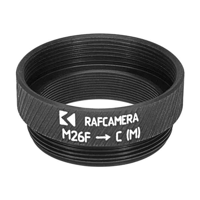 M26x0.75 female thread to C-mount camera adapter, black