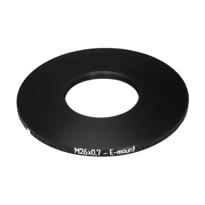 M26x0.7 (36 tpi, Mitutoyo) female thread to Sony E-mount camera mount adapter