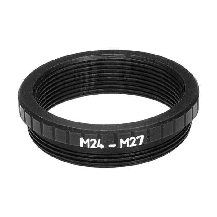 M27x0.75 male to M24x0.75 female thread adapter, black