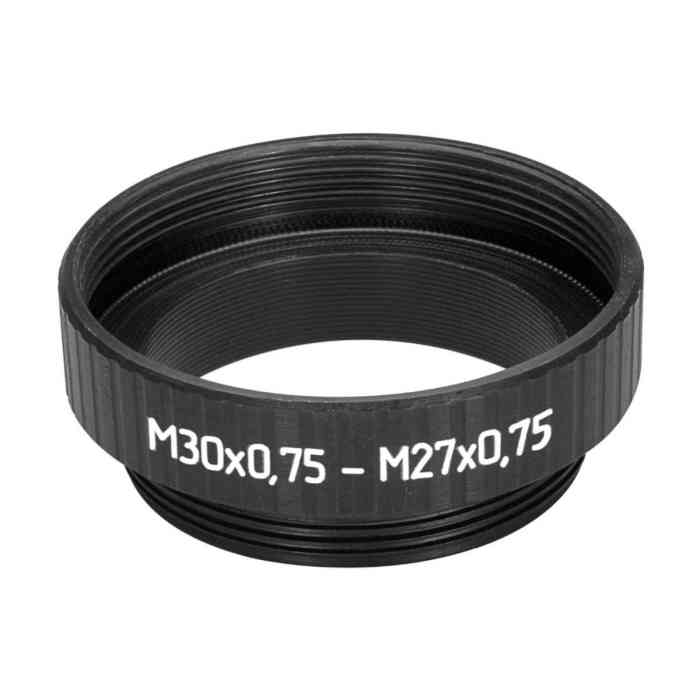M27x0.75 male to M30x0.75 female thread adapter, black