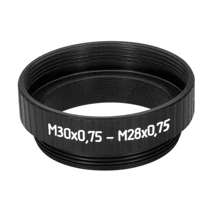 M28x0.75 male to M30x0.75 female thread adapter, black